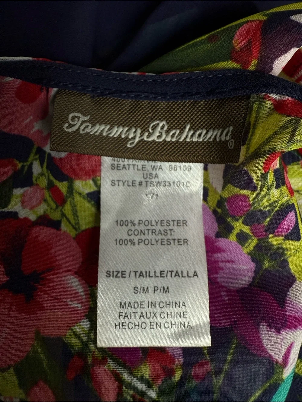 Tommy Bahama Floral Sheer Tunic Cover Up Kaftan S/M Resort Beach Tropical - Picture 5 of 5